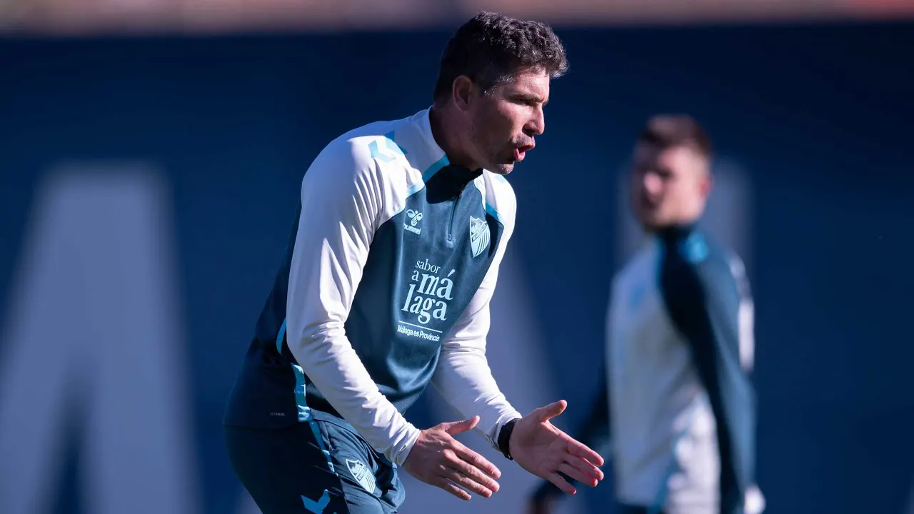 Juanfran Funes, en un entrenamiento en el Anexo de La Rosaleda / MÁLAGA CF